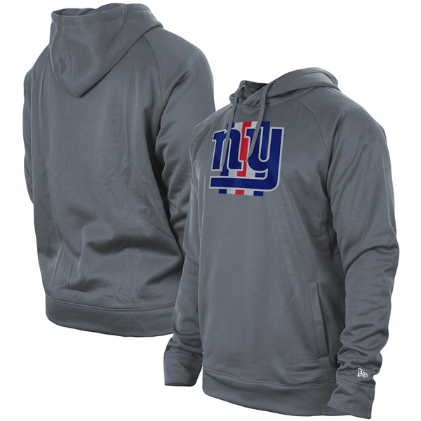 Men's New York Giants Gray New Era Training Camp Raglan Pullover Hoodie - Click Image to Close